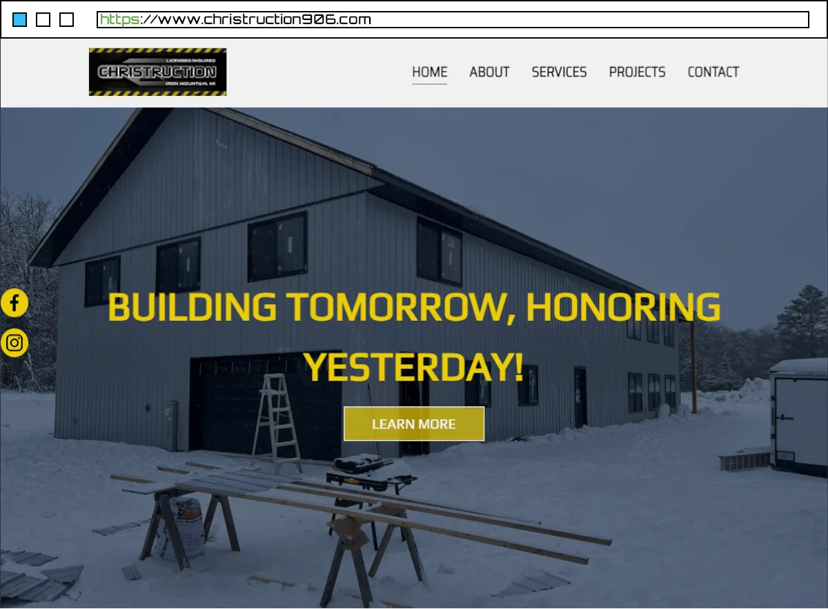 Christruction construction company landing page